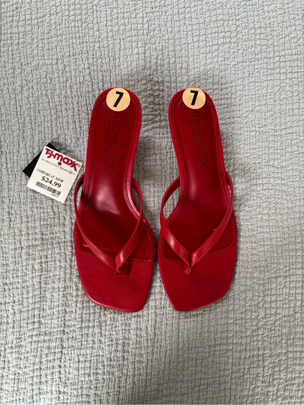 Rachel Zoe Red Leather Kitten Heel Flip Flop